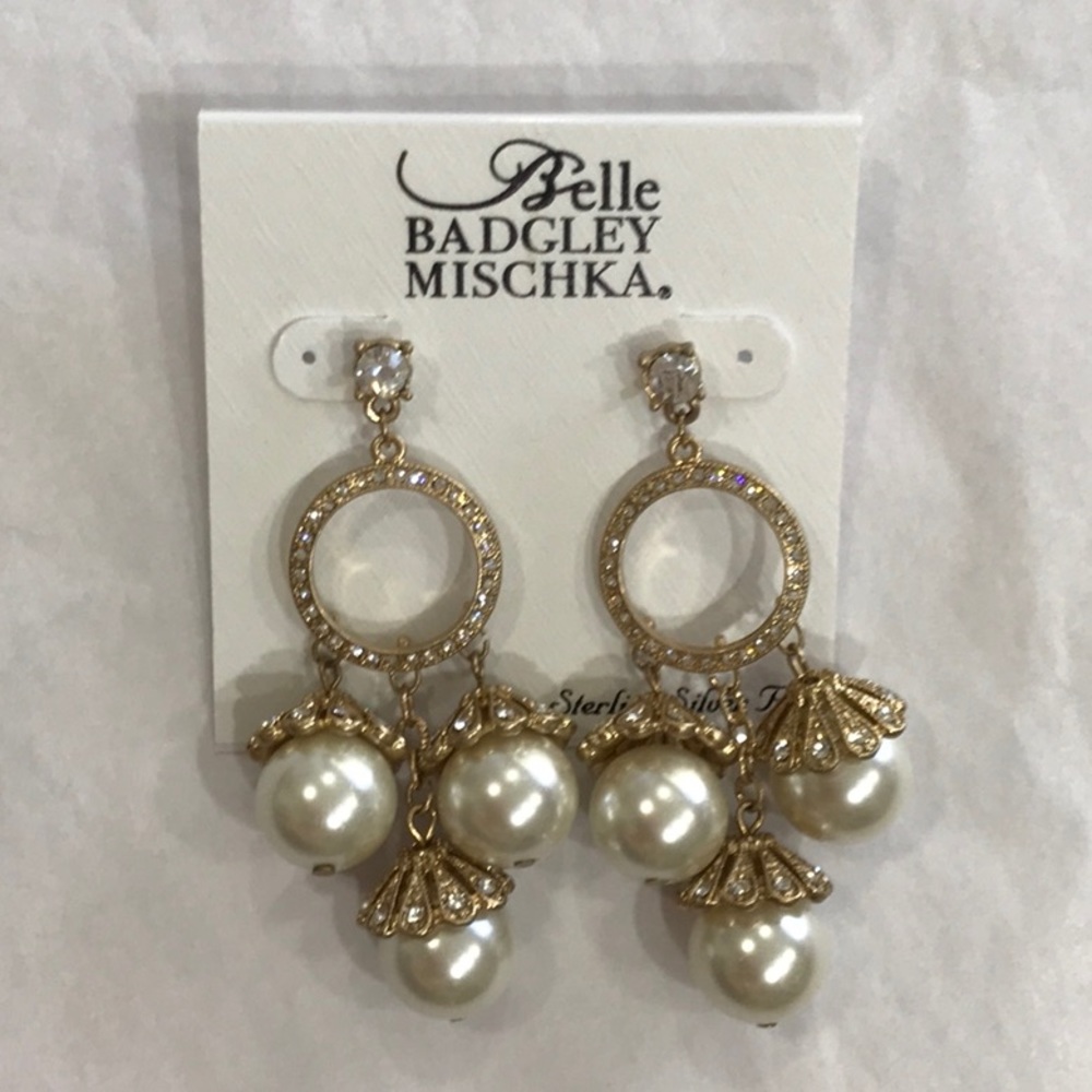 Badgley Mischka Rhinestones & Faux Pearls Earrings